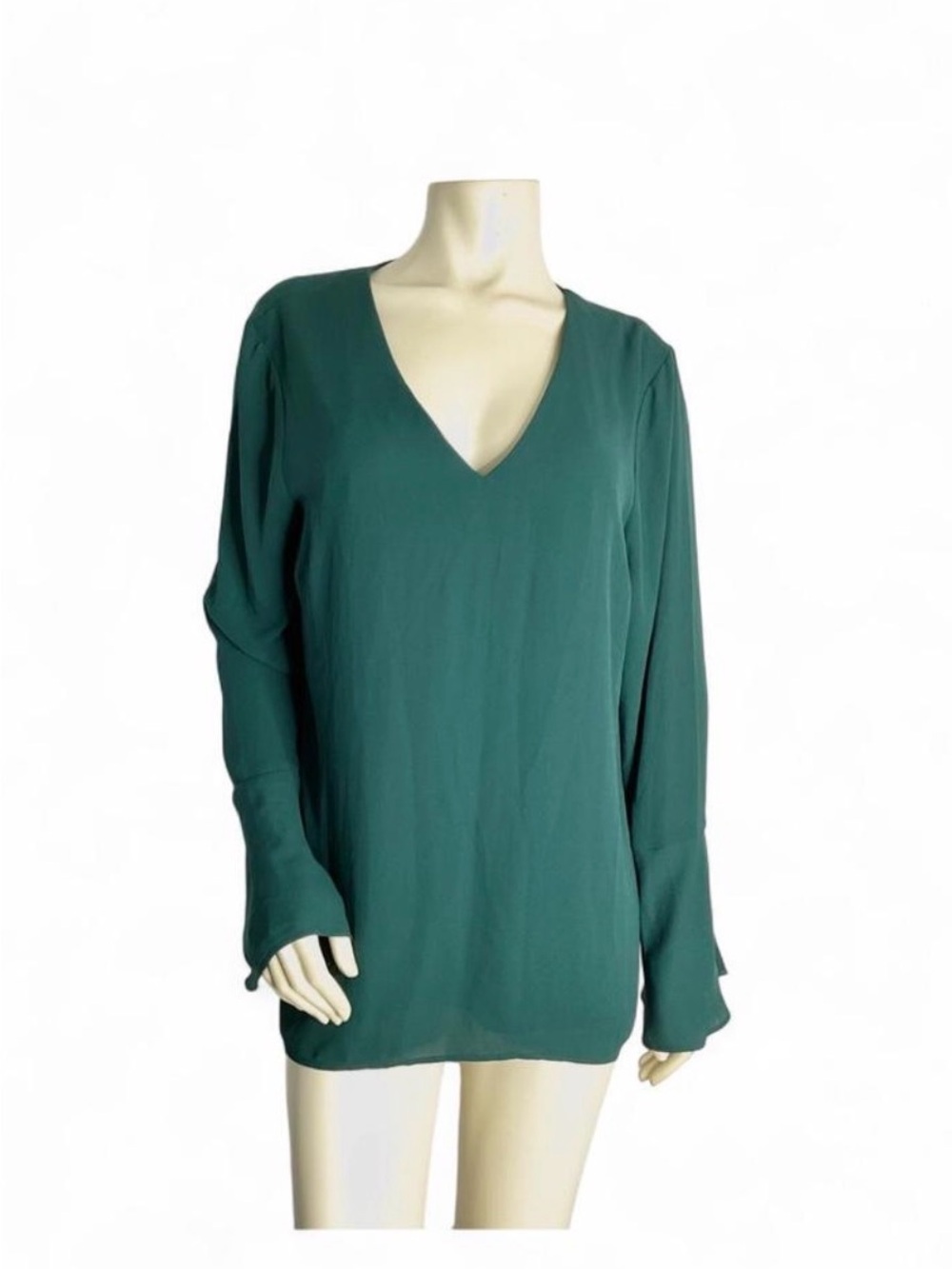 Banana Republic Teal V-Neck Long Sleeve Blouse
